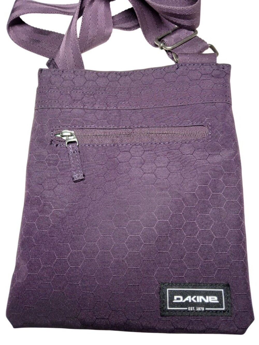 Dakine Jive Crossbody Bag Hexagonal Pattern Purple Adjustable Strap Recycled Pol - Picture 2 of 12